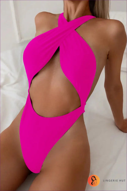 Cross Front Cut-out Swimsuit - Effortless Poolside Edge - Swimwear - Lingerie Hut - Backless • Beachwear • Clubwear