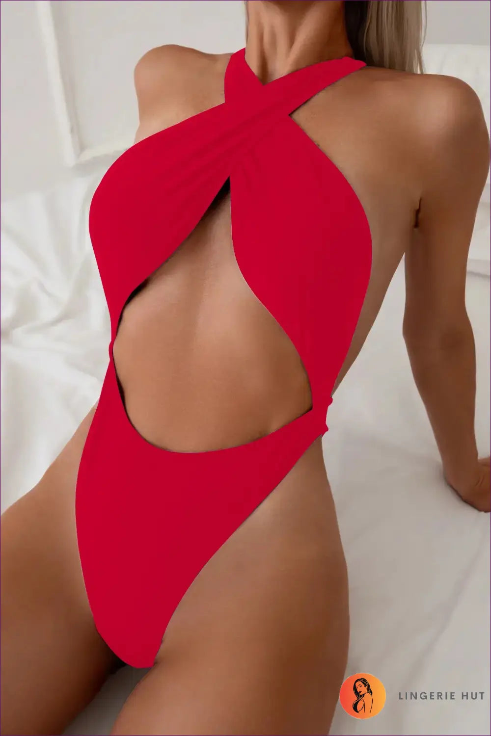 Cross Front Cut-out Swimsuit - Effortless Poolside Edge - Red / s - Swimwear - Lingerie Hut - Backless • Beachwear