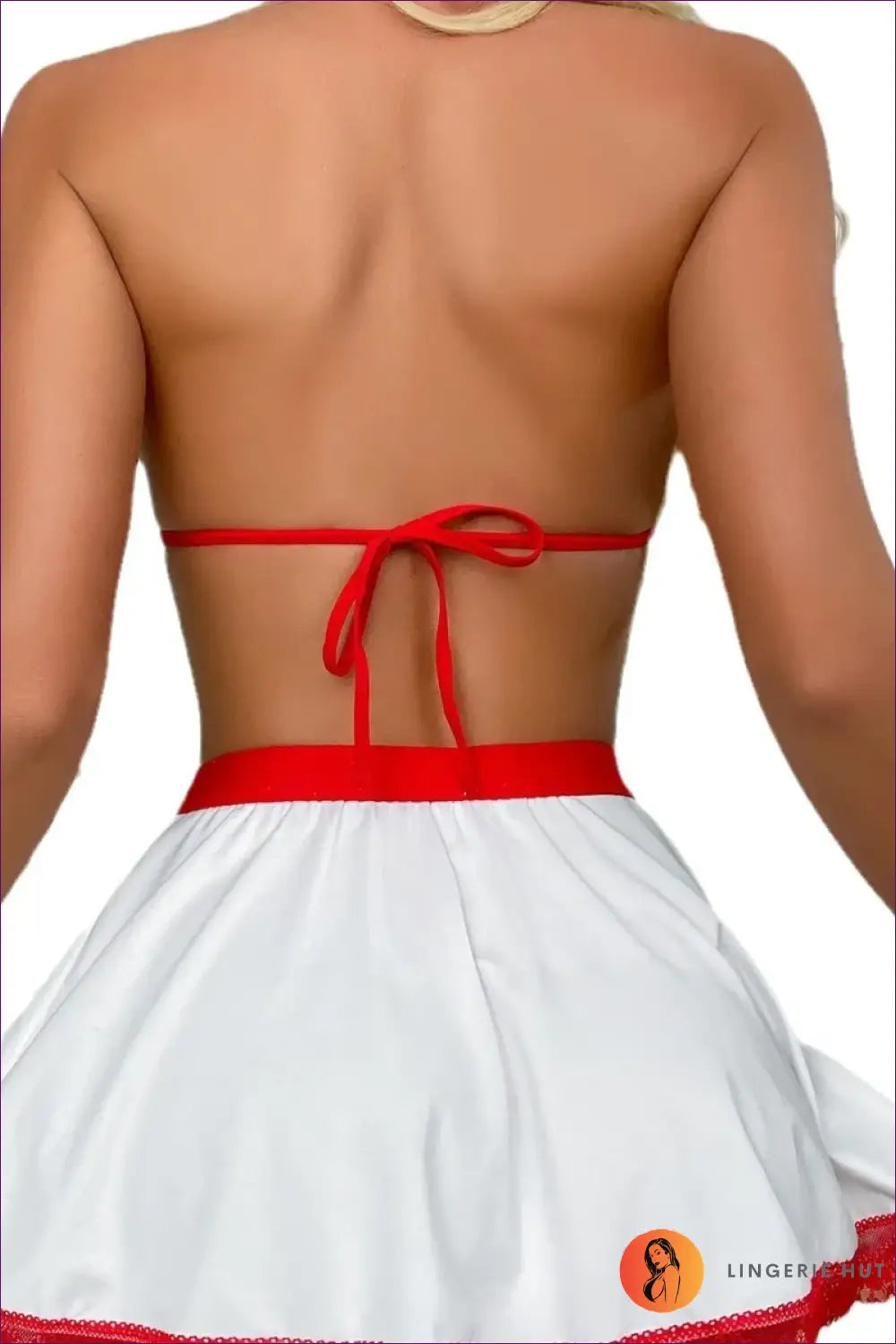 Cross Patch Bralette Set with Bow Trim Skirt - Bedside Manner - Lingerie - just in • Hut
