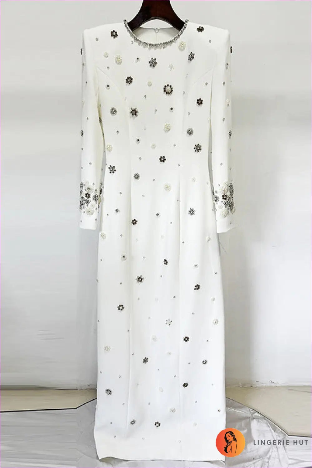 Crystal Embellished Maxi Dress - Worth a Second Look - s / White - Dresses - Clothing • Elegant • Glamour