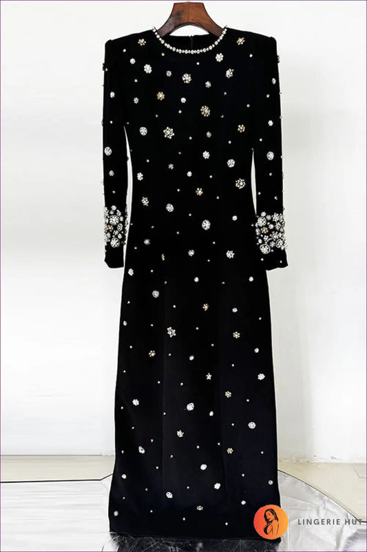 Crystal Embellished Maxi Dress - Worth a Second Look - s / Black - Dresses - Lingerie Hut - All Season • Bodycon