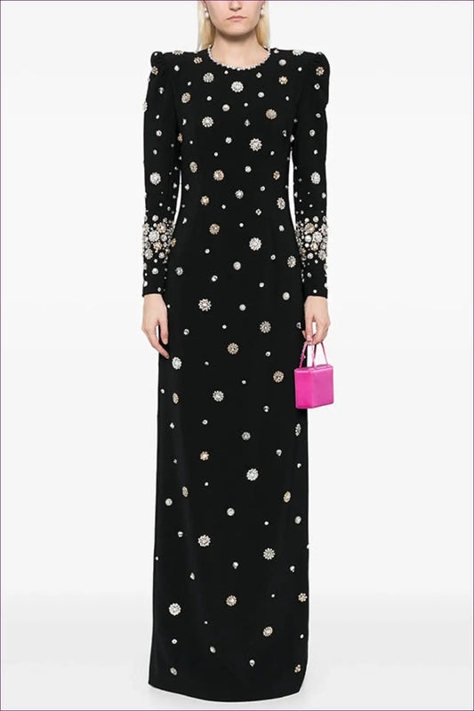 Crystal Embellished Maxi Dress - Worth a Second Look - Dresses - Lingerie Hut - All Season • Bodycon • Evening Wear