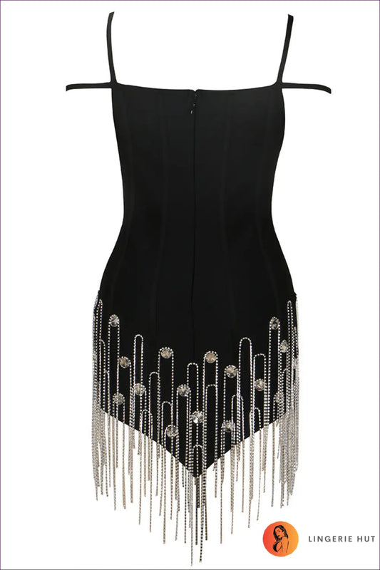 Crystal Fringe Mini Dress - Corset Bodice - s / Black - Bodycon • Clubwear • just in - Girlsdy