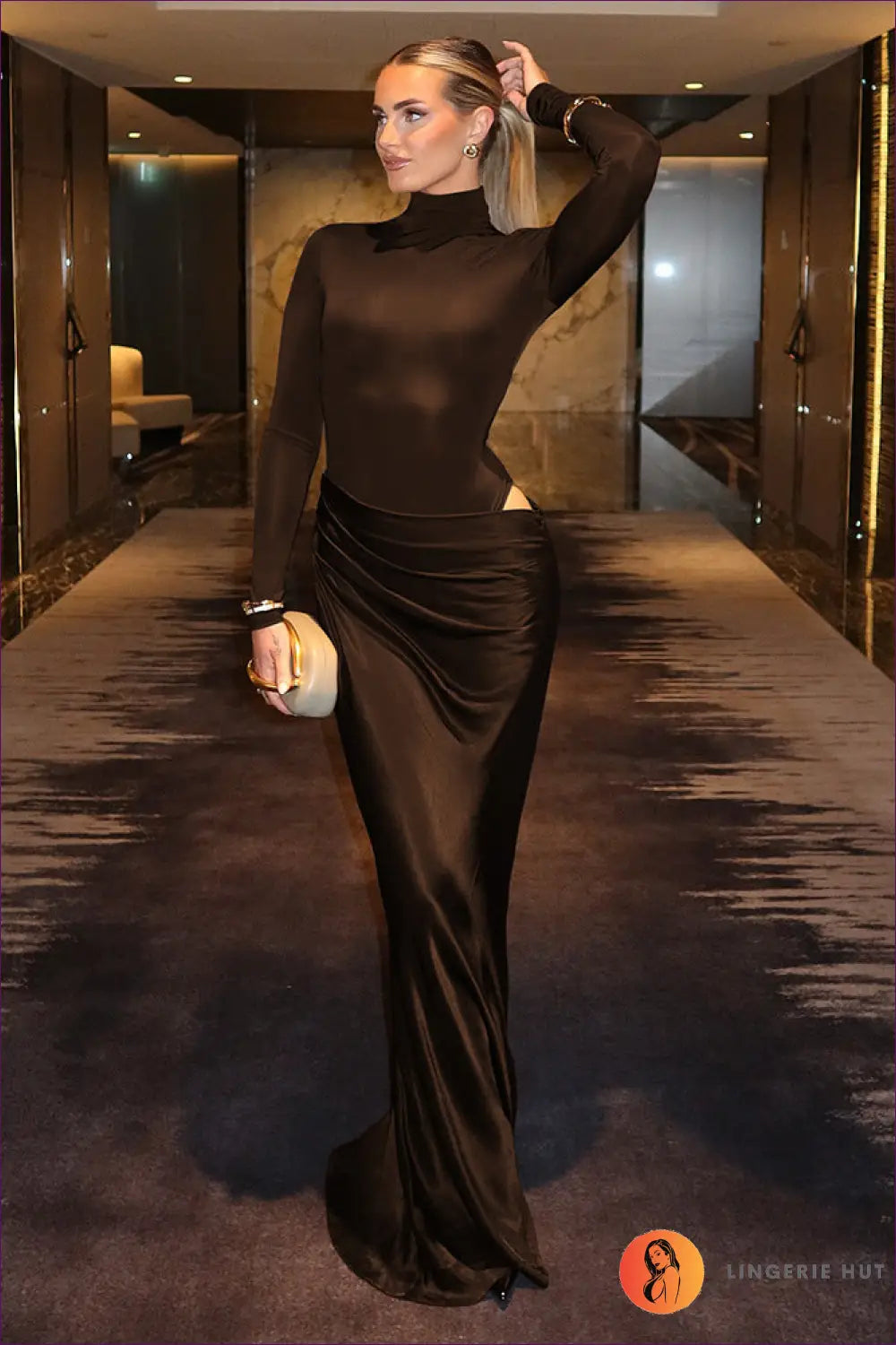 Cut-out Bodycon Maxi Dress - Statement Evening Energy - Dresses - Clothing • Cutout • Glamour - Lingerie Hut