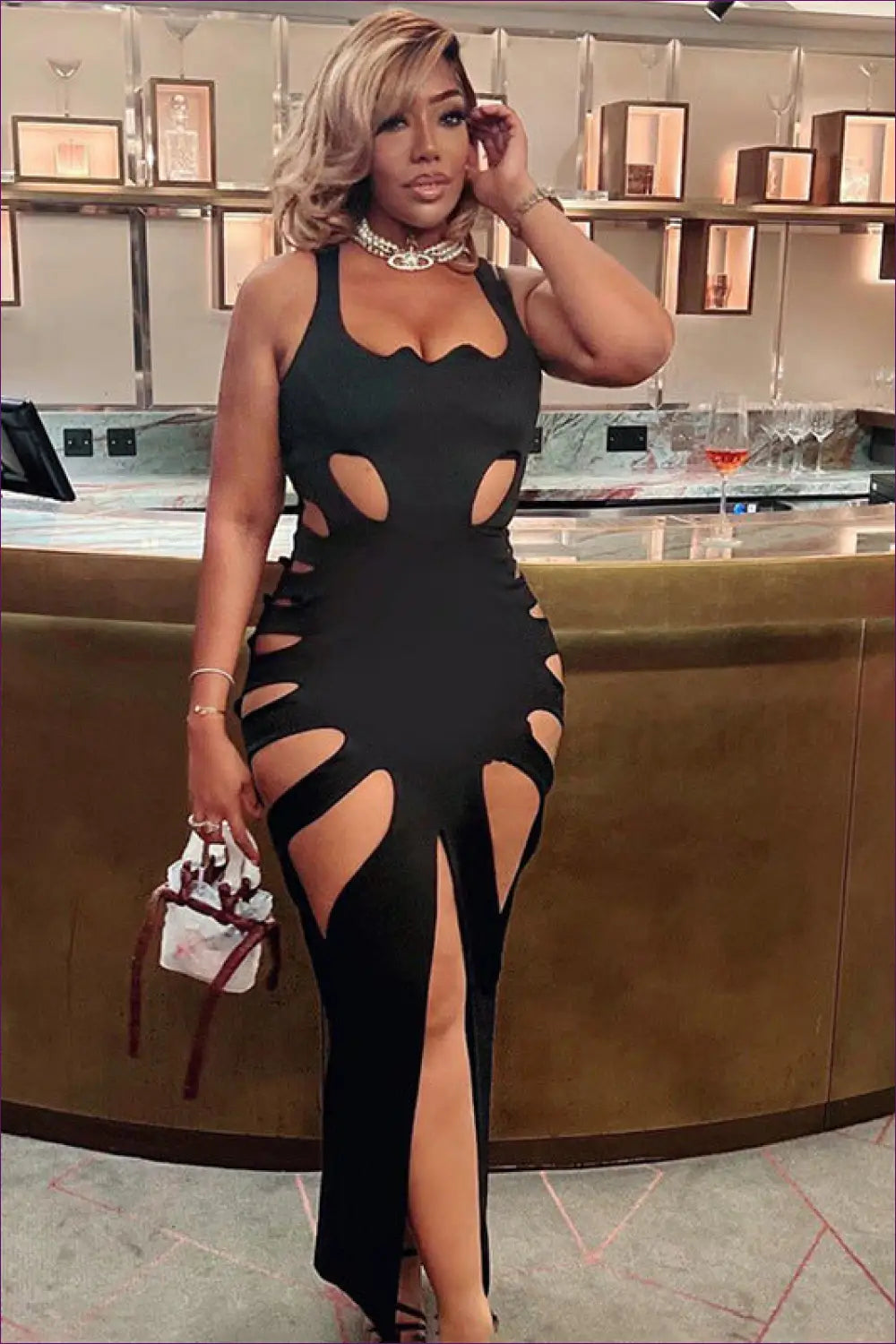 Cut out Bodycon Maxi Dress - Summer Evenings Sorted - Dresses - Lingerie Hut - Clubwear • Cutout • Glamour