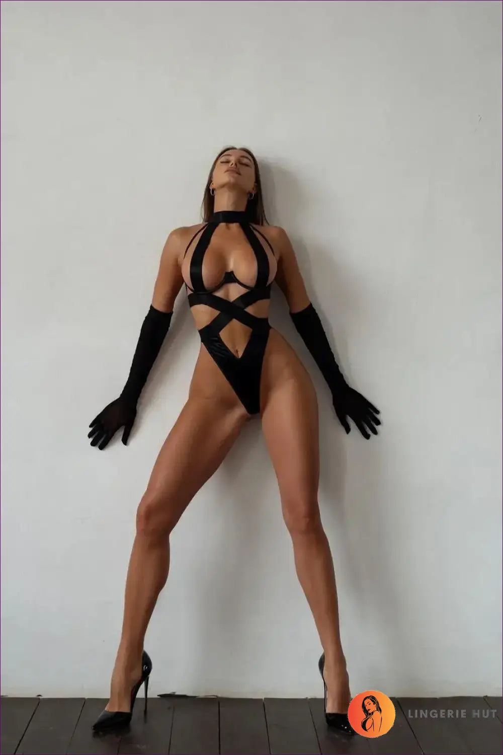 Cut out Bodysuit with Glossy Straps - Bold Confidence Move - Boudoir • Cutout • Date Night • Lingerie - Hut