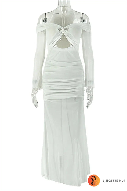 Cut-out Halter Bodycon Maxi Dress for Formal Evenings - Sculpted Elegance - s / White - Dresses - Clothing • Cutout