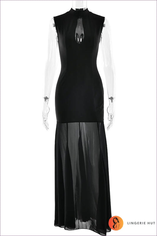Cut-out Maxi Dress with Fishtail Hem - Understated Glamour - s / Black - Dresses - Clothing • Cutout • Lingerie Hut