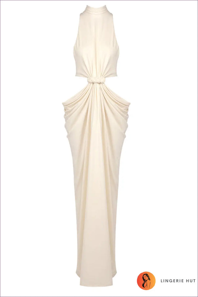 Cut-Out Maxi Dress with Turtleneck - Effortless Event Glamour