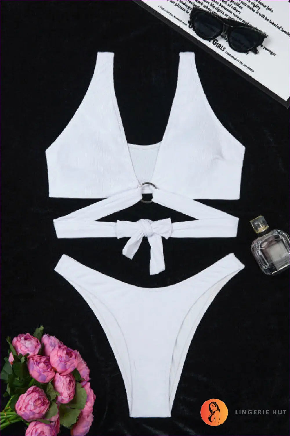 Cutout Bikini with Ring Detail - Pool Party Mood - s / White - Lingerie Hut - Backless • Beachwear • Boho