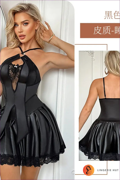 Cutout Halter Dress with Flared Lace Hem - Night out Ready - 01 / s - just in • Lingerie - Hut