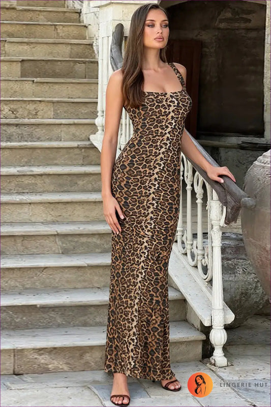 Cutout Leopard Print Mini Dress - After Dark Confidence - Dresses - Lingerie Hut - Animal • Bodycon • Date Night
