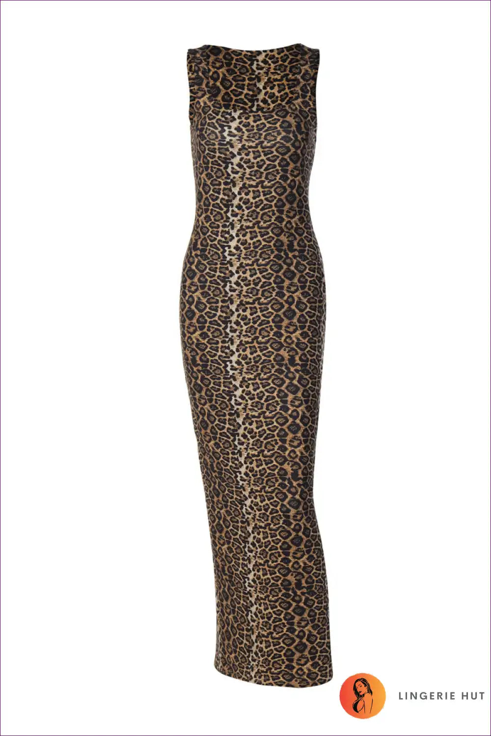 Cutout Leopard Print Stretch Dress with Side Split Detail