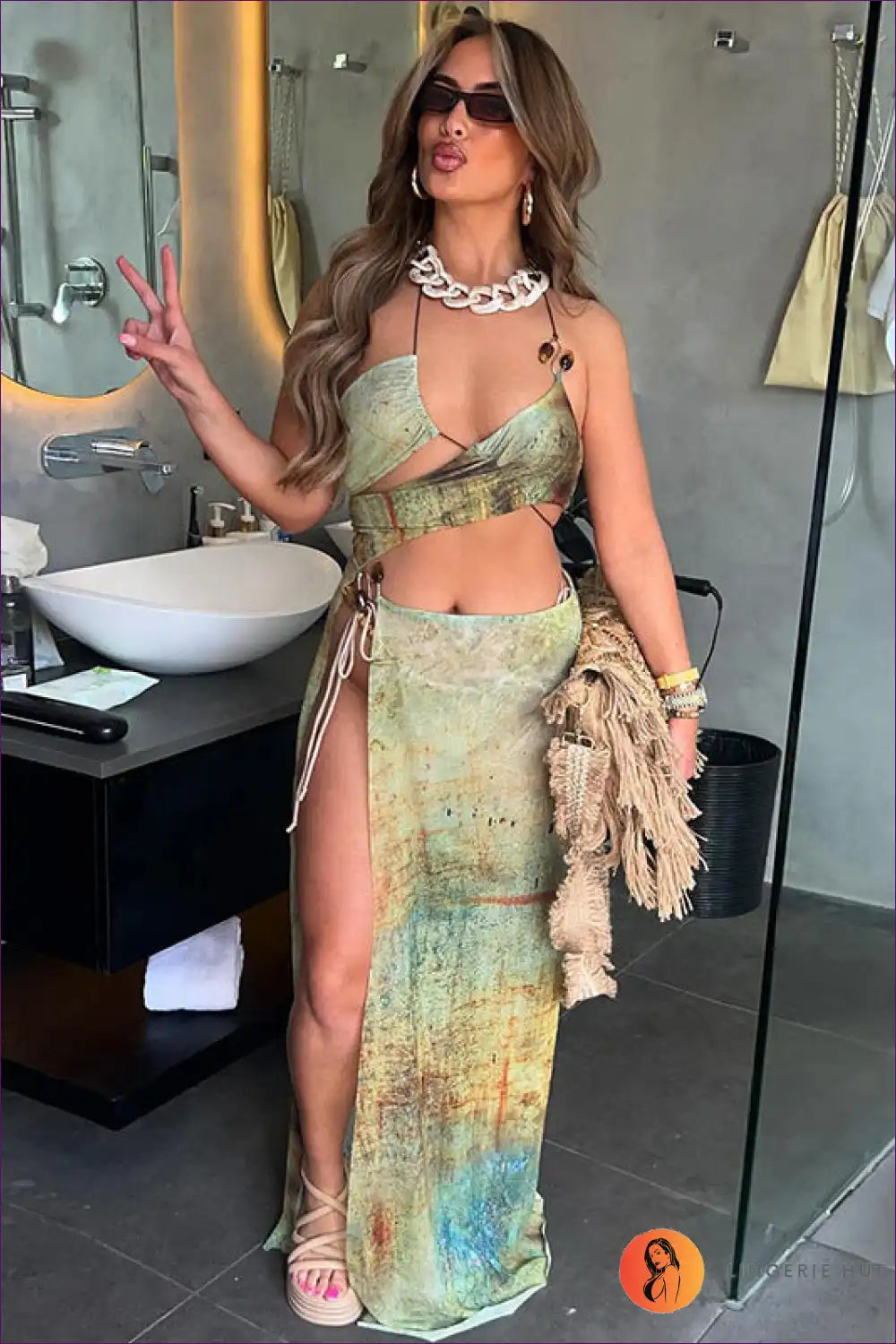 Cutout Maxi Dress with Asymmetric Hem - Bold Summer Statement for Cutout, Dress, Glamour, Halter,