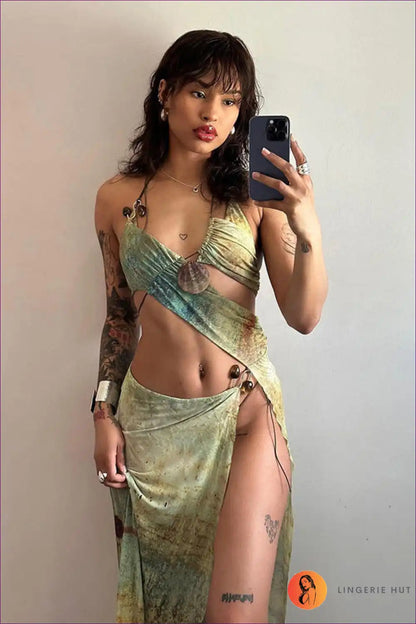 Cutout Maxi Dress with Asymmetric Hem - Bold Summer Statement for Cutout, Dress, Glamour, Halter,