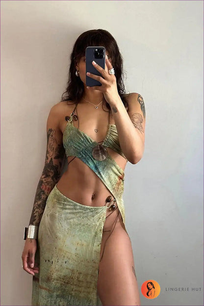 Cutout Maxi Dress with Asymmetric Hem - Bold Summer Statement for Cutout, Dress, Glamour, Halter,