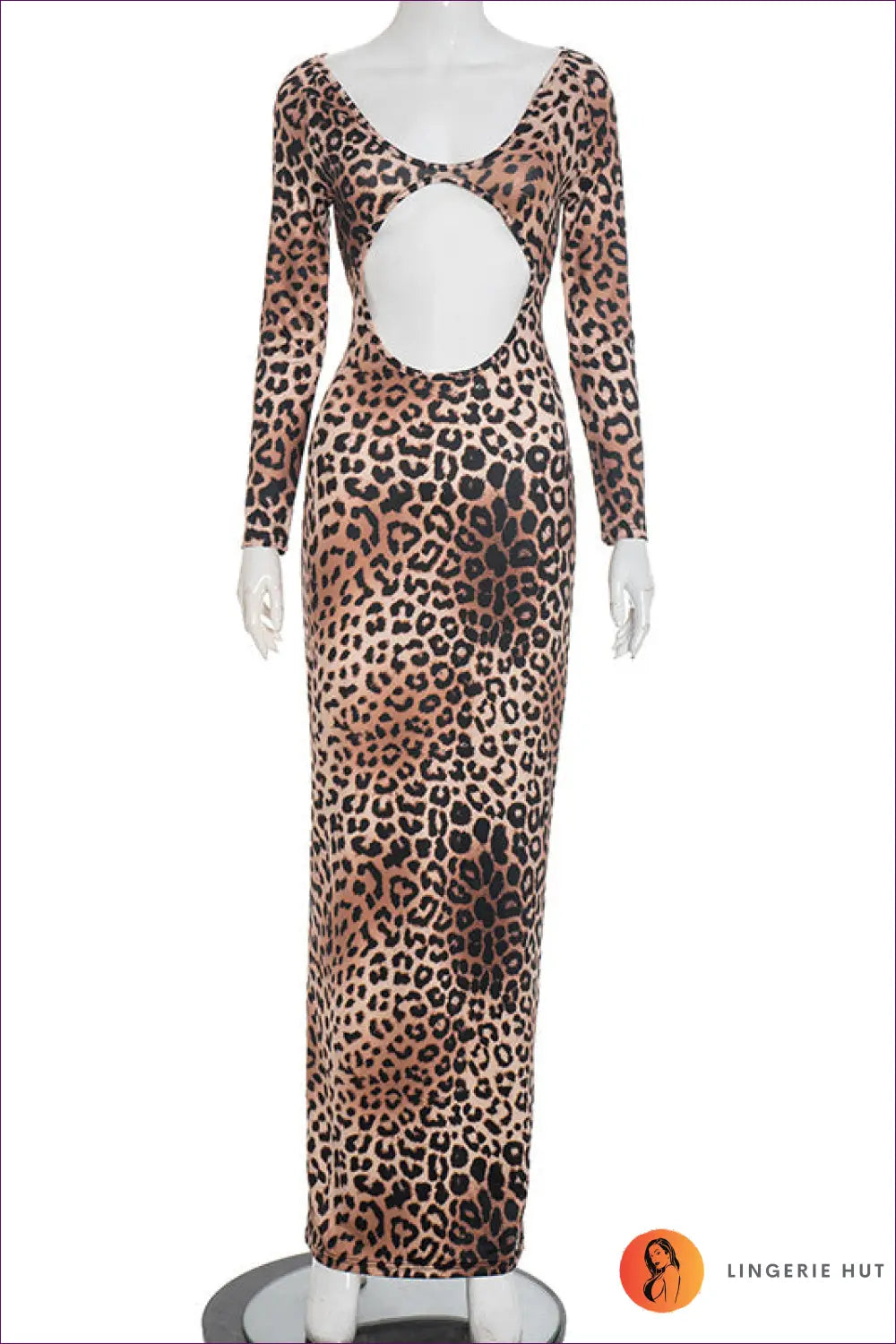 Cutout Maxi Dress with Leopard Print - Night out Confidence - s / Dresses - Lingerie Hut - Animal • Bodycon • Clubwear