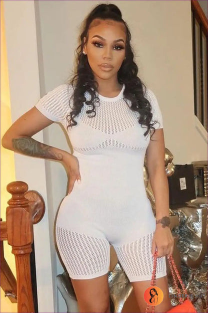 Cutout Mini Playsuit - Seductive Summer Statement - s / White - Jumpsuits & Rompers - Lingerie Hut - Bodycon • Casual