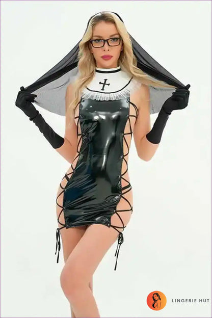 Cutout Nun Cosplay Dress for Club Nights & Themed Events Clubwear, Costume, Cutout, Evening Wear,