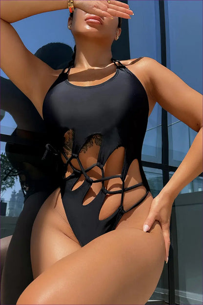 Cutout One-piece Swimwear - Made for Sun-soaked Getaways - Backless • Beachwear • Boho • Polyester - Lingerie Hut