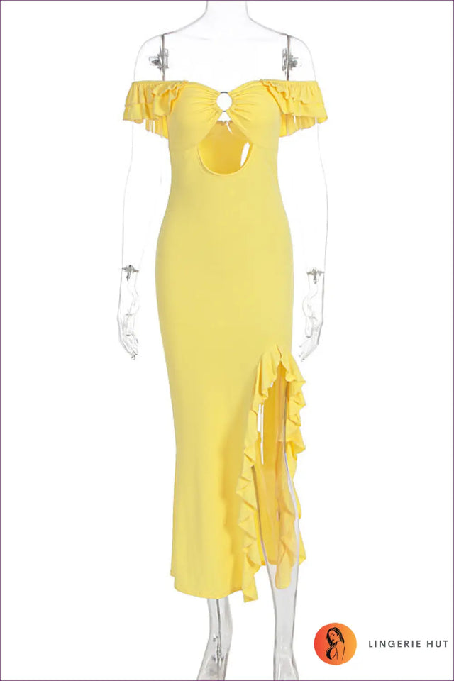 Cutout Maxi Dress with Ruffled Slit - Summer Evenings Sorted