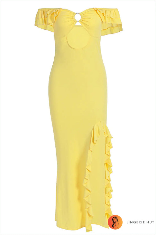 Cutout Maxi Dress with Ruffled Slit - Summer Evenings Sorted