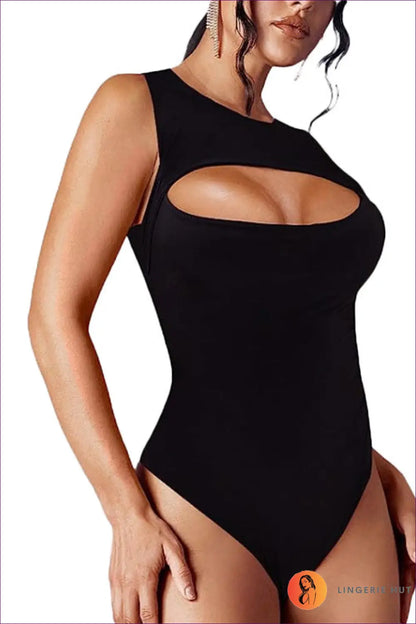 Cutout Sleeveless Bodysuit - Bold but Wearable - Lingerie - Hut - Bodycon • Casual • Date Night