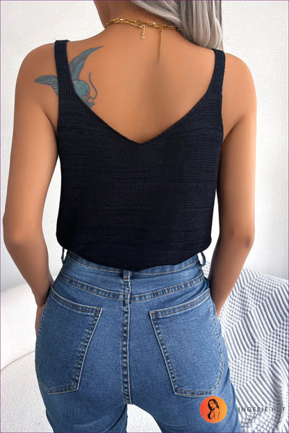 Cutout V-neck Camisole Top - Effortless Summer Ease - Clothing - Lingerie Hut - Backless • Casual • Crop • Everyday