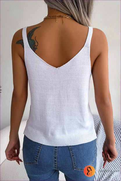 Cutout V-neck Camisole Top - Effortless Summer Ease - Clothing - Lingerie Hut - Backless • Casual • Crop • Everyday