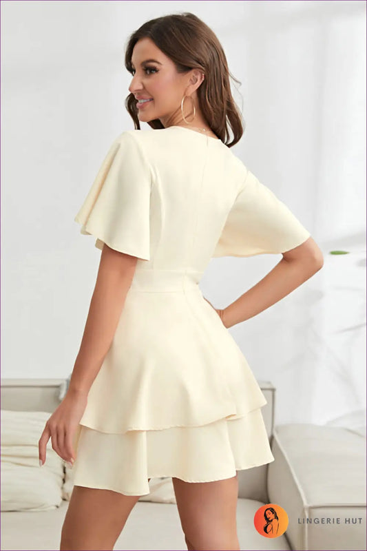 Cutout Waist Tiered Ruffle Mini Dress - Understated Glamour - Dresses - Lingerie Hut - A-line • Casual • Evening Wear