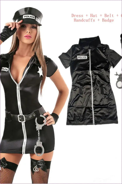 Daring Diva Police Costume - Command the Night for Costume, Halloween, Night Out, Nightwear, Party