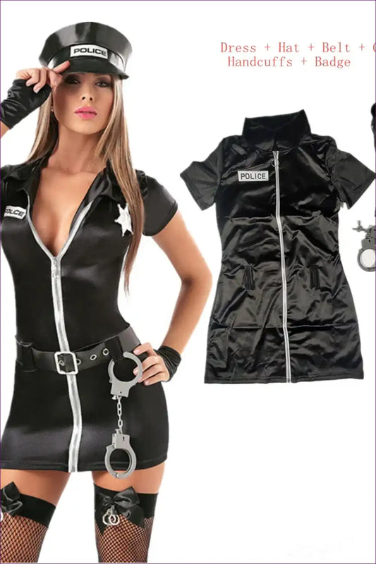 Daring Diva Police Costume - Command the Night for Costume, Halloween, Night Out, Nightwear, Party