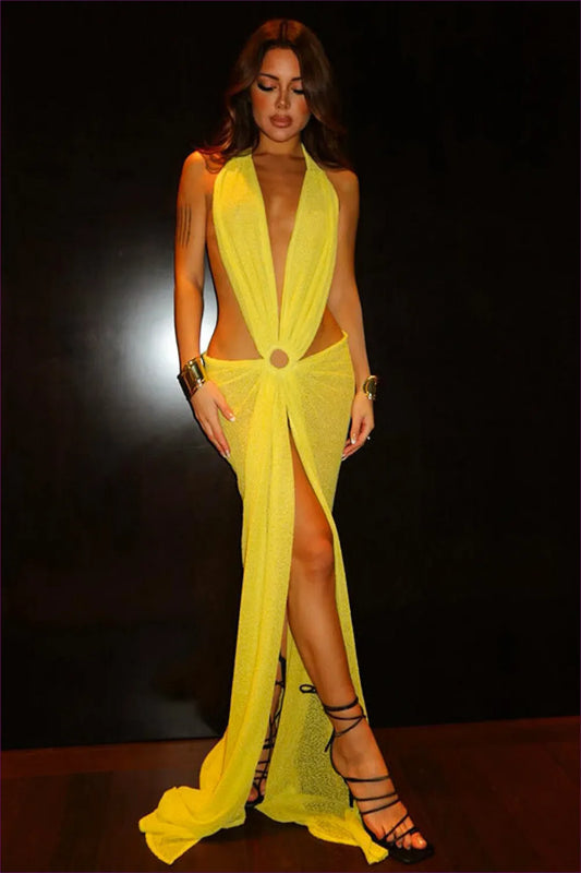 Daring Yellow Cutout Maxi Dress - Bold & Beautiful For n