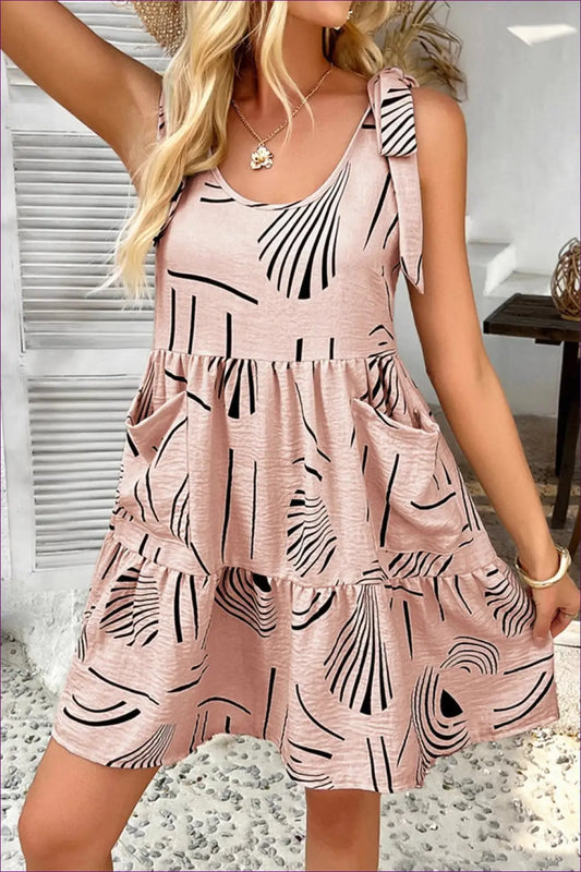 Dark Brown Halter Backless Mini Dress - Geometric Print - Backless • Boho • Elegant • Everyday - Dee