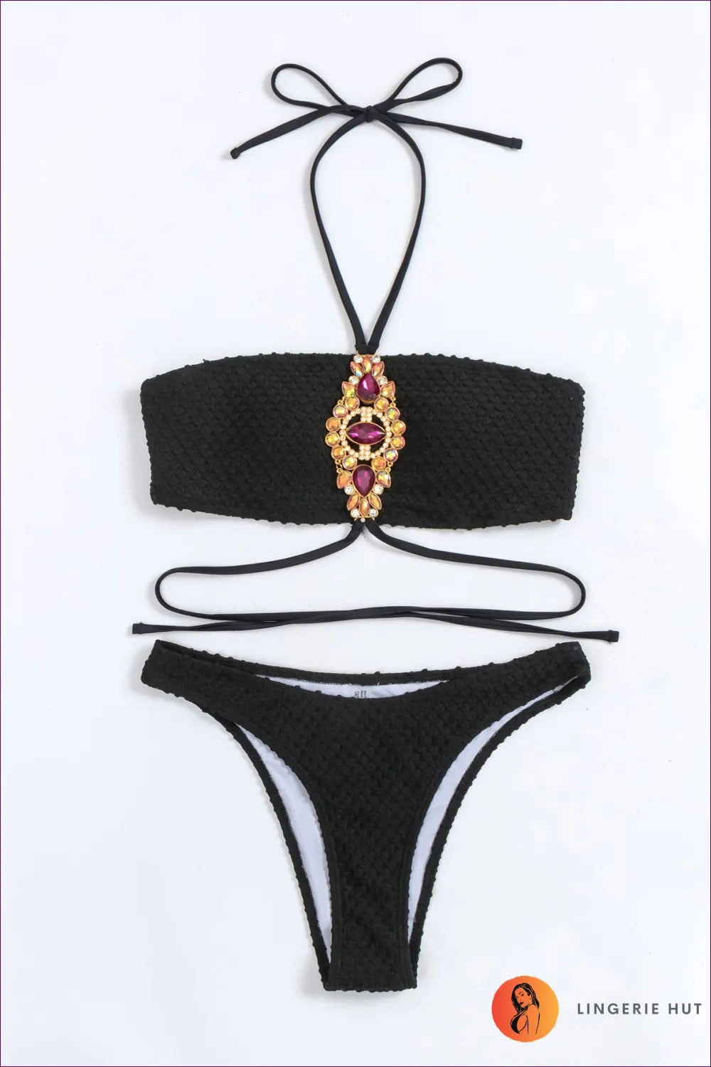 Embrace Beachside Glamour With Our Dazzling Diamond Chain Split Swimsuit. Radiate Confidence And Make