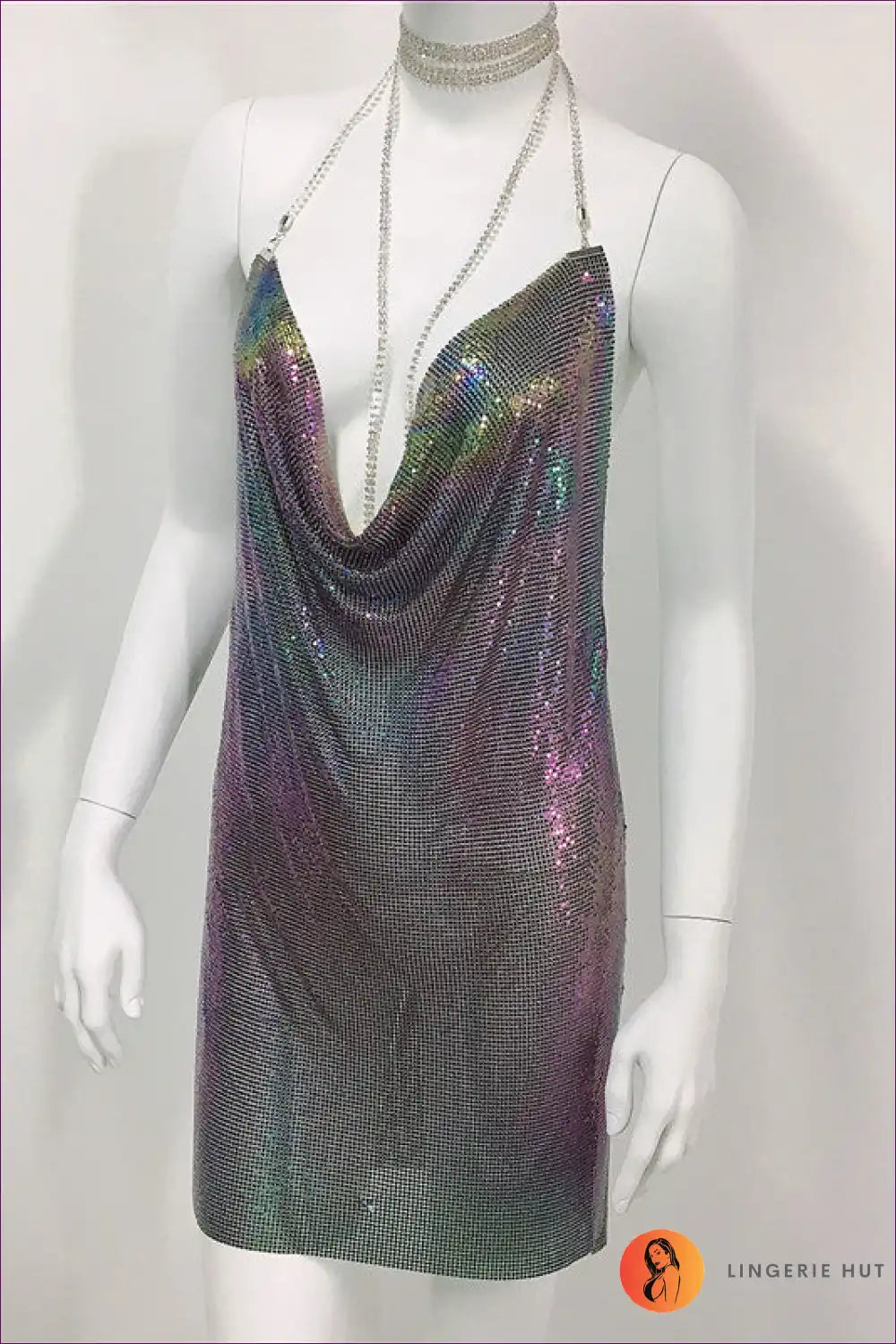 Unleash Your Inner Diva And Ignite The Night With Our Dazzling Metal Sequin Dress Rhinestone Cami. Sparkle,