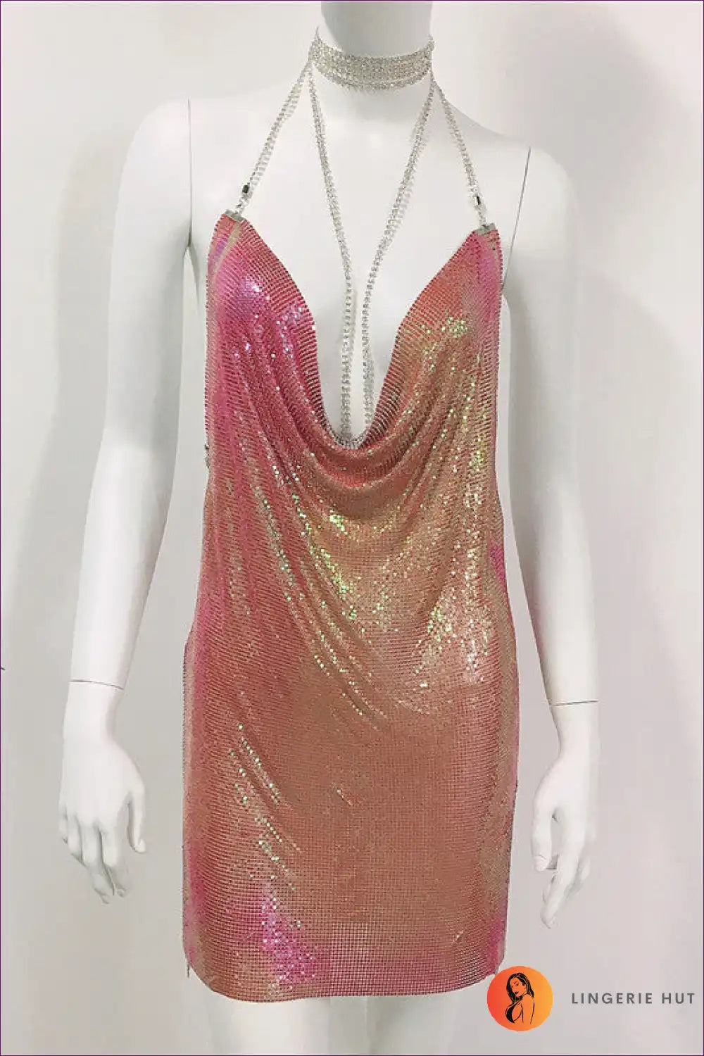Unleash Your Inner Diva And Ignite The Night With Our Dazzling Metal Sequin Dress Rhinestone Cami. Sparkle,