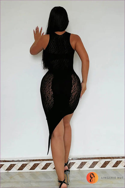 Unleash Your Sexiness In Our Dazzling Rhinestone Bodycon Dress, Featuring An Alluring Asymmetric Design.