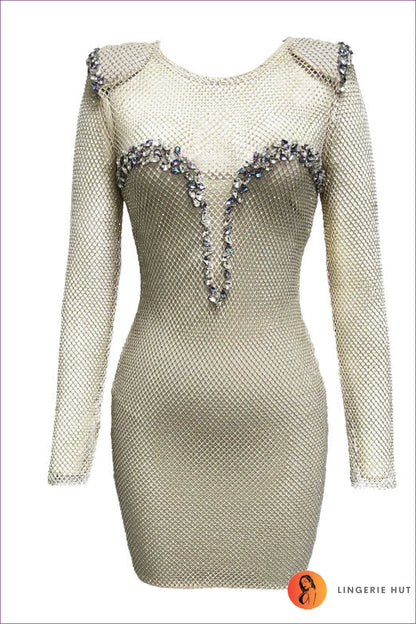 Stand Out In Our Dazzling Rhinestone Bodycon Dress! Make a Statement With This Stunning Mesh Dress, Perfect