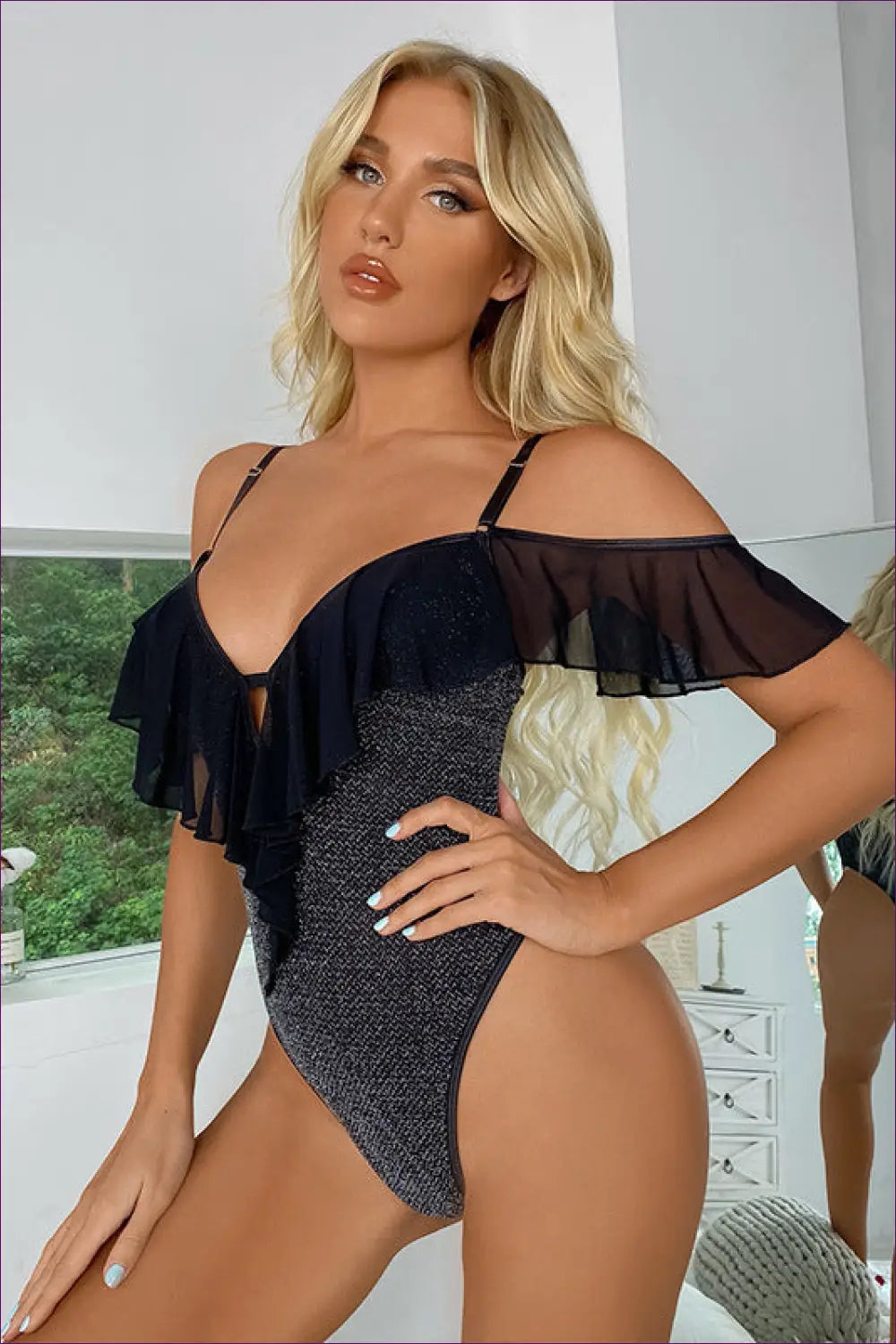 Deep v Bodysuit with Tassel Trim - Ignite the Night - Cutout • Date Night • Glamour • Lingerie - Hut