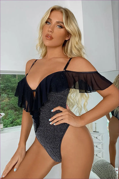 Deep v Bodysuit with Tassel Trim - Ignite the Night - Cutout • Date Night • Glamour • Lingerie - Hut