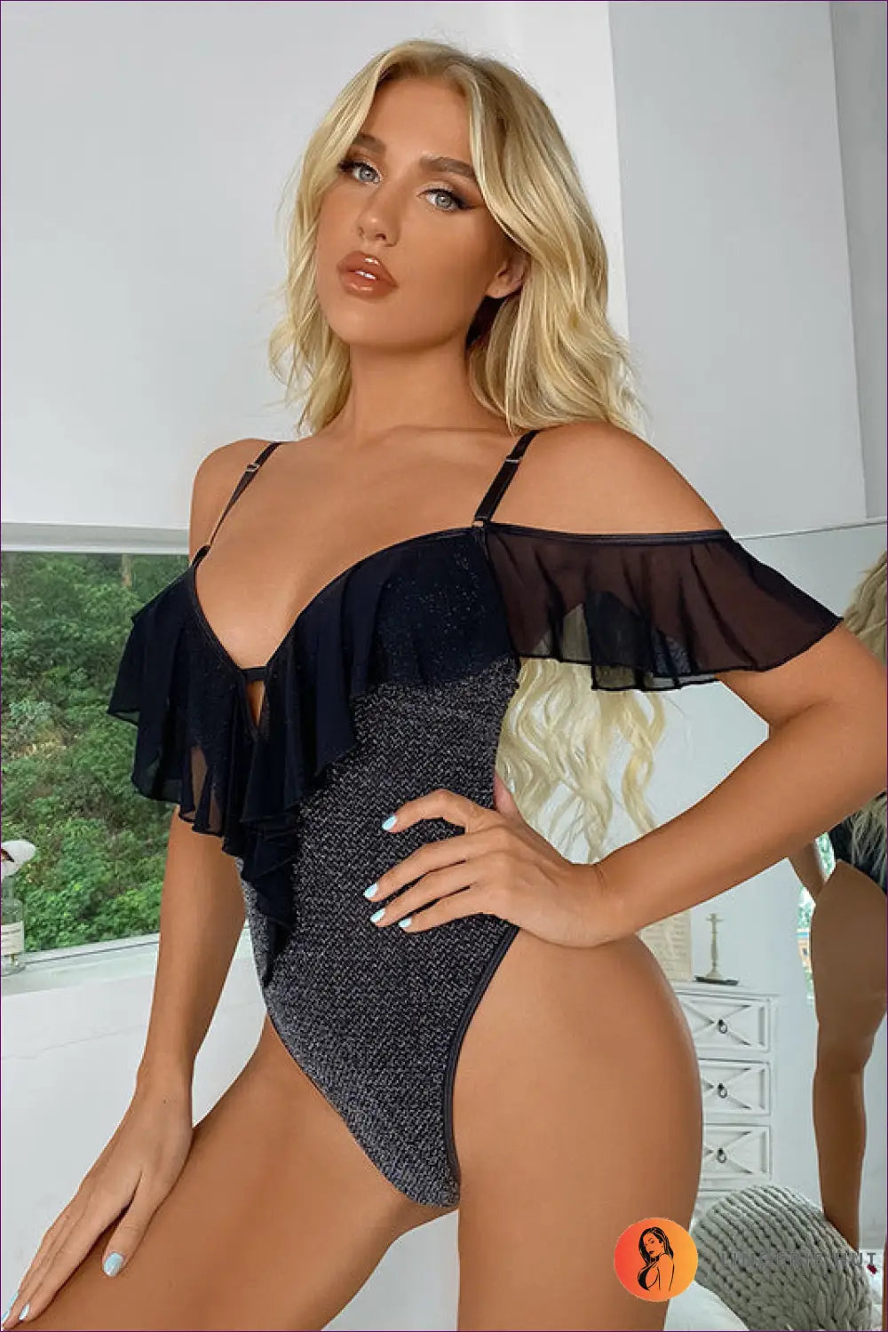 Deep v Bodysuit with Tassel Trim - Ignite the Night - s / Black Gray - Cutout • Date Night • Glamour • Lingerie - Hut