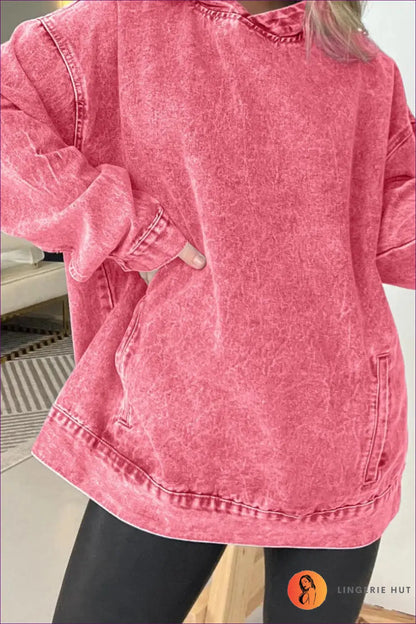 Denim Hoodie with Pockets - Effortless Everyday Cool - s / Red - Clothing - Lingerie Hut - All Season • Autumn • Casual