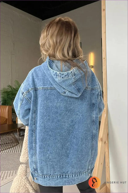 Denim Hoodie with Pockets - Effortless Everyday Cool - Clothing - Lingerie Hut - All Season • Autumn • Casual • Cotton