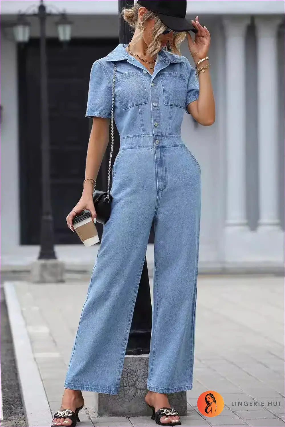 Denim Jumpsuit - Effortless All-day Style - One-pieces - Lingerie Hut - All Season • Autumn • Casual • Everyday
