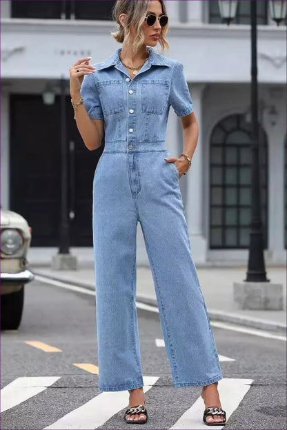 Denim Jumpsuit - Effortless All-day Style - One-pieces - Lingerie Hut - All Season • Autumn • Casual • Everyday