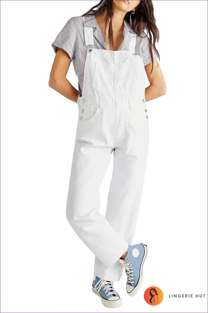 Denim Jumpsuit - Effortless Everyday Cool - s / White - Clothing - Lingerie Hut - All Season • Autumn • Casual • Cotton