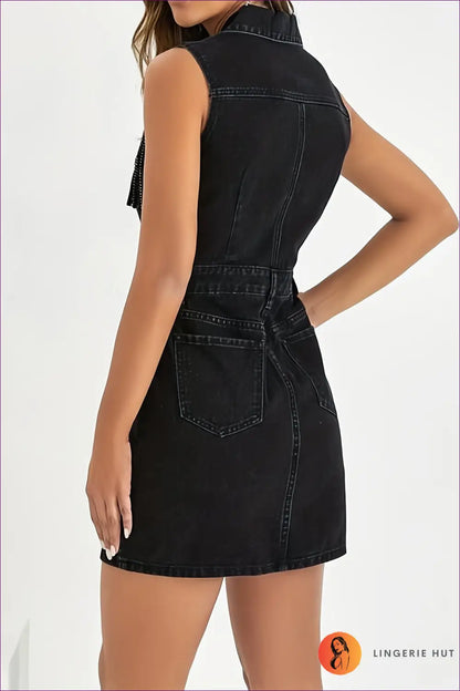 Denim A-line Mini Dress - Effortless Summer Confidence - s / Black - Dresses - Lingerie Hut - Casual • Cotton