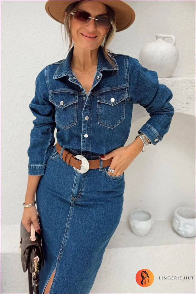 Denim Shirt Dress Midi Length - Effortless Everyday Polish