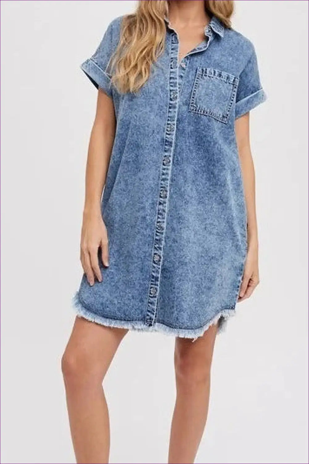 Denim Mini Shirt Dress - Effortlessly Cool Summer Edit - Dresses - Lingerie Hut - Casual • Cotton • Everyday